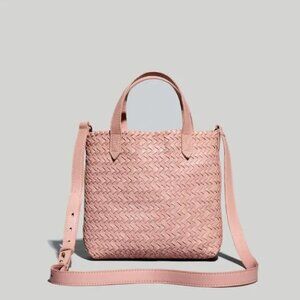 Madewell Small Transport Crossbody: Woven Leather Edition, Pink Blossom